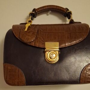 Bellerose Brown and Black Croc-Embossed Bag
